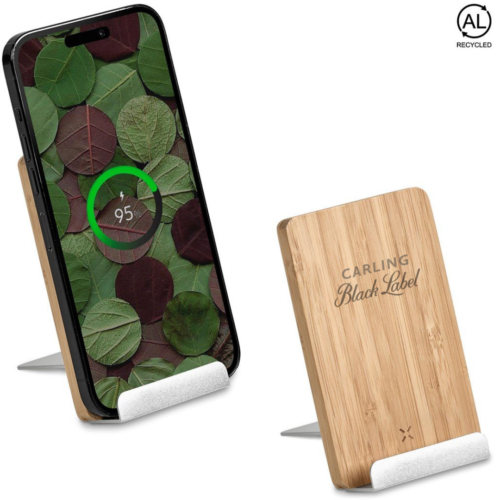Black Label Okiyo Hakka Bamboo & Recycled Aluminium Wireless Charging Phone Stand