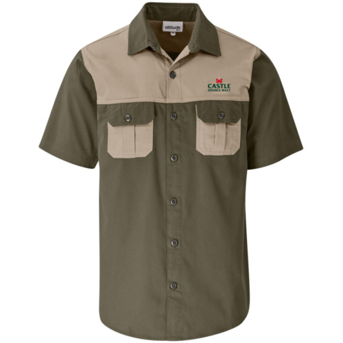 Castle Double Malt Mens Short Sleeve Serengeti 2-Tone Bush Shirt